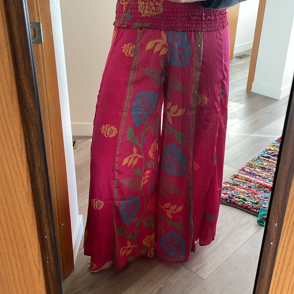 Paths of the Spirit 100% Silk Flowy Lightweight Wide Leg Pants, Size S/M 🔥RARE - Picture 2 of 9